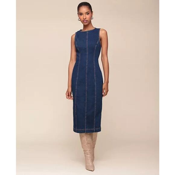 Avec Les Filles Sleeveless Denim Midi Dress - Picture 1 of 6